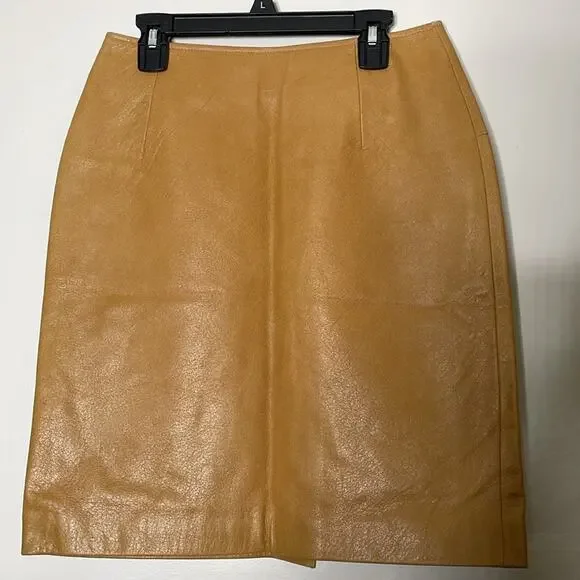 NWT Trek New York Honey Genuine Leather Mini Pencil Skirt Size 6